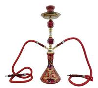 TDJDYQU Chicha Ensemble Complet Narguilé À 2 Tuyaux De 21,6 Pouces avec Vase en Verre, Bol en Céramique, Pince À Charbon Et Cendrier pour Usage Domestique/Festif(Red)