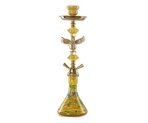 TDJDYQU Chicha Ensemble Narguilé 21 Pouces - Kit Narguilé Shisha À 2 Tuyaux avec Vase en Verre, Bol en Céramique Et Cendrier avec Pince À Charbon (doré)