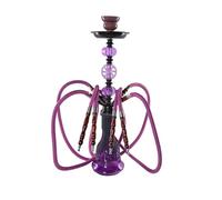TDJDYQU Chicha Narguilé Arabe 21,6 Pouces Ensemble De Pipes en Verre À Double Et Quadruple Tuyau pour Usage Domestique/Festif, Violet(Four-barreled)