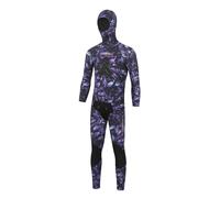TDJDYQU Combinaison Néoprène Camouflage 5 mm Combinaison De Chasse Et De Plongée 2 Pièces avec Capuche Doublée Smooth-Skin Plongée sous-Marine Natation Surf(Purple,S)