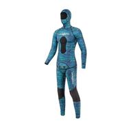 TDJDYQU Combinaisons De Chasse sous-Marine Camouflage pour Hommes Haut Et Pantalon en Néoprène 3 mm, Ensemble 2 Pièces Combinaison De Plongée Super Extensible À Capuche, Bleue(3XL)