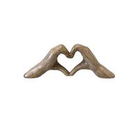 TDK CREATIONS Statue en céramique mains en coeur aspect bois