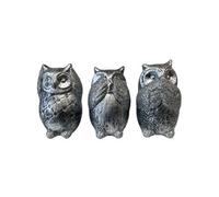 TDK CREATIONS Statues en céramique trio de hiboux argent pailleté 11 cm