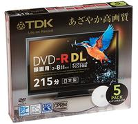 TDK DVD-R DL(Long Dual Layer Disc) CPRM Support 8.5GB 215min 2-8x White Wide Inkjet Printable 5pack 5mm Slim Case DR215DPWB5S (Japan Import)