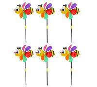Tdkjfoutr 6 PièCes SéRies Abeille Vent Spinners Moulins à Vent 3D Animaux Moulins à Vent Jardin Piquets Ornements pour Pelouse Cour Patio FêTe DéCor