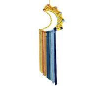 Tdkjfoutr Tenture Murale Bohème en Macramé, Décoration Murale Faite à la Main avec Pompons et Motif de Lever et de Coucher de Soleil, Décoration de Chambre à Coucher en Forme de Lune