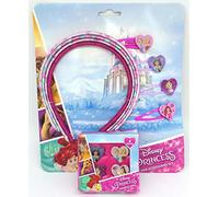 TDL Disney Princess Ensemble-Cadeau 4 Anneaux + 4 Bandeaux + 4 Pinces À Cheveux - Licence Officielle - 4 Bagues + 4 Head Bands + 4 Hair Clips - Gift Bundle