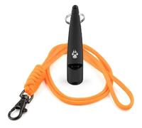 TDL Sifflet pour Chien avec Cordon - Utilisé pour Le Rappel et Le Dressage de Chien - Longue Distance - Bonne fréquence pour la Plupart des Races - Constant (Noir avec Corde Orange)