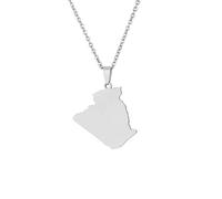 TDNEKMCA Collier Pendentif Carte Algérie - Mode Patriotique Ethnique Pays Frontières Cartes Brillantes Chaîne De Chandail National Pendant Ornement - pour Femmes Hommes Charme Bijoux,Blanc,50Cm