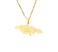 TDNEKMCA Collier Pendentif Carte De La Jamaïque - Charme Nom De La Ville Contour Des Limites Chaîne De Pull Classique - Pour Femmes Hommes Bijoux Patriotiques Cadeau De Fête À La Mode,Jaune,50Cm