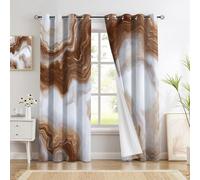 TDNEKMCA Lot de 2 Rideaux Occultants à Œillets, Rideaux Imprimés Marbre Brun et Luxe Élégance pour Salon et Chambre,Opaques Isolantes Thermiques Anti Froid, Décoration Intérieure,140x160cm