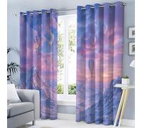 TDNEKMCA Lot de 2 Rideaux Occultants à Œillets, Rideaux Imprimés Montgolfière et Scène De Neige Onirique pour Salon et Chambre,Opaques Isolantes Thermiques Anti Froid, Décoration Intérieure,140x260cm