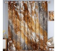 TDNEKMCA Lot de 2 Rideaux occultants à Isolation Thermique avec œillets, Motif Texture De Coups De Pinceau Style d'art Abstrait, pour Salon, Chambre à Coucher,140x260cm,Brun