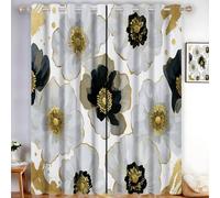 TDNEKMCA Lot de 2 Rideaux Occultants Pavot Isolant Thermique Anti Froid pour Chambre, Salon Fleurs De Luxe Rideaux à Oeillets,140x240cm