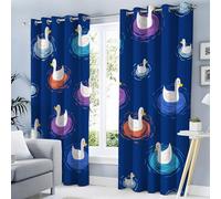 TDNEKMCA Rideau Occultant Canard Peint À La Main 140x245cm 2 Panneaux Rideau Thermique Isolant Anti Froid A Oeillets Rideaux Salon Animaux De Dessin Animé Décoratif Chambre Adult Cuisine