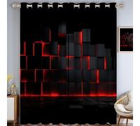 TDNEKMCA Rideau Occultant Cube 140x260cm 2 Panneaux Rideau Thermique Isolant Anti Froid A Oeillets Rideaux Salon Géométrie Lumineuse Décoratif Chambre Adult Cuisine