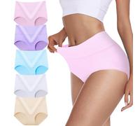 TDONE Sous-vêtements pour femmes, lot de 5 paires de culottes taille haute en coton avec contrôle du ventre - Culottes confortables à couverture complète pour femmes - Sous-vêtements respirants en