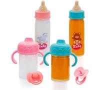 Tdrfl-4 Pcs Biberon Magique Et 2 Pcs Tétine Poupée,New Born Baby Bouteille Magique,Biberon À Lait Magique Biberon De Poupée,Convient Aux Enfants De Plus De 3 Ans