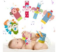 Tdrfl-Bébé Poignet Et Chaussettes Hochet,Sensorelle Hochet Poignet Bebe,Ensemble De Poignet Et Chaussettes Hochet,Pour Tout Petits Garçons Filles Développement Sensoriel Cadeau