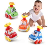 TDRFL-Bébé Voitures Jouets Pour Garçons De 1 À 2 Ans,4 Pièces Dessin Animé Presse Et Aller Ensemble De Véhicules Jouets Cadeaux Pour Filles En Bas Âge