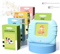 TDRFL-Cartes Éducatives Sonores Pour Enfant De 1 À 6 Ans,Jeux Montessori,Vocabulaire Pour Apprendre Le Français (224 Mots),Premiers Mots De Bébé,Cadeau Enfant Dès 18 Mois (Bleu)