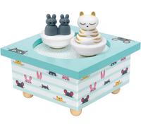 TDRFL-Chat&Souris-Boîte À Musique Dancing-Idéal Cadeau De Naissance-2 Figurines Amovibles-Fonctionnement Simple-Musique Love Story-Colori Bleu
