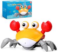 TDRFL-Crabe Sensoriel,Crabe Musical Interactif Qui Évite Automatiquement Les Obstacles,Crabe Électronique Musical Pour Enfants Garçons Et Filles De 3 Ans Et Plus-Jaune
