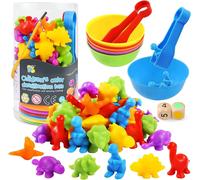 TDRFL-Jeux Montessori 2 3 4 5 Ans,Dinosaure Jouet Pour Comptage Et Tri Jeu Educatif Motricité Fine Apprendre Les Couleurs Compter Jouet Enfant Cadeau Garcon Fille 3-5 Ans 168*102*102Mm Multicolore