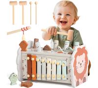 TDRFL-Jouet Bebe 1 An-Jeux Montessori 1 An 4 En 1 Jouet Montessori Avec Tape-Taupe Xylophone Bebe Pêche Et Labyrinthe Numérique Jouets Enfant 1 Ans Educatif En Bois Idéal Cadeau Enfant 1 Ans Fille Ga