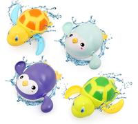 TDRFL-Jouet De Bain Bébé,Jeux De Bain Pour Bebe Enfant 1 2 3 4 Ans,4 Pièces Animaux Jouets Flottants,Jeu D'Eau Jouet De Piscine,Jouets De Douche Pour Garcon Fille-Tortue&Manchot