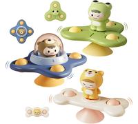 TDRFL-Jouet Ventouse Bébé Sans Bpa,Hand Spinner Bebe Ventouse Baby Spinner Jouets De Bain Sensoriel Animaux Jouet Ventouse Chaise Haute Pour Voyage Voiture Avion Cadeau Anniversaire Baptêmes 3 Mois 1