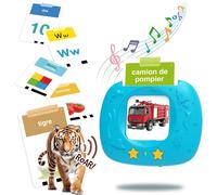 TDRFL-Jouets Éducatifs De La Parole Pour Tout-Petits,Cartes-Flash Réalistes Améliorées,Mots Visuels Français Avec Sons,Accent Français,Kit Jeu Montessori Pour Enfants D'Âge Préscolaire (Bleu)
