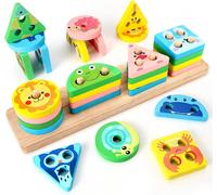 TDRFL-Jouets Puzzle En Bois Montessori 1 2 3 Ans,Jouet Empilable En Bois Pour Tout-Petits,Jouets Puzzle À Empiler Et De Développement En Bois Pour Enfants 1 An