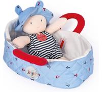 TDRFL-Poupon Couffin Matelassé-Mathis-Bleu-20 Cm-Facile À Transporter-Jeu D'Imitation-Développement De L'Imagination-Idée Cadeau De Naissance Filles Et Garçons-Jj6009