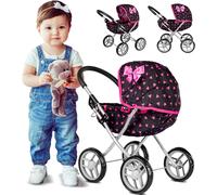 TDRFL-Poussette Poupee,Poussette Jouet-Poussette Landeau Bebe Pour Poupée,Gondola,Poignée Hauteur De 54 Cm,Ce Landau Est Plus Facile À Pousser Pour Les Enfants,Kp0260R