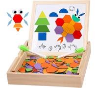 TDRFL-Puzzles En Bois Magnétique 160+ Pièces,Jouet Montessori Avec Tableau De Chevalet À Double Face Aimanté,Planche À Dessin Stylos,Jouet Educatif Jeux Enfant Cadeau Pour Bebe Garcon Fille 2 3 4 5 6
