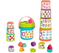 TDRFL-Sort Et Stack Jouet Éducatif-19 Pièces-Bleugobelets Empilables Avec Chiffres Et Formes-Pour Enfants De 18 Mois Plus,Bleu