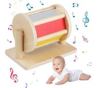 TDRFL-Tambour Tournant Montessori,Jouets Montessori Pour 1 An,Hochet Roulant Arc-En-Ci-El En Bois,Jouet En Bois Pour Bébé,Tambour Rotatif Montessori Pour Nourrissons Garçons Filles De 1 À 3