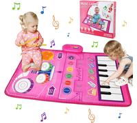 TDRFL-Tapis De Jeu Musique Enfant,Tapis De Danse 2 En 1,Jeu Musical Batterie De Jazz Et Tapis Piano,Jouet Bebe 1 An Portable,Cadeaux Anniversaire Noël Bébés Garçons Filles 1 2 3 4 Ans (80 * 50)