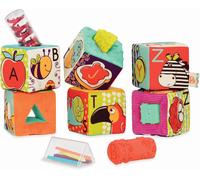 TDRFL-Toys By Battat¿6 Cubes Éducatifs Alphabet En Mousse Recouverts De Tissus À Empiler¿Inclut 6 Cubes Et 5 Inserts Sensoriels Interchangeables De Formes Compactes¿Sans Bpa¿1Er Age