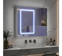 TDRTRD Armoire de Salle de Bain avec Miroir,Double Porte et LED éclairage,Lumière réglables,Miroir LED Anti-buée AVCE 3 Étagère réglable,Armoire de Toilette avec Miroir HD,60.2x15.2x60.2cm
