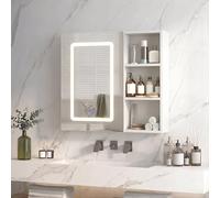 TDRTRD Armoire de Salle de Bain avec Miroir,Simple Porte et LED éclairage,Lumière réglables,Miroir LED Anti-buée AVCE 3 Étagère réglable,Armoire de Toilette avec Miroir HD,60.2x15.2x60.2cm
