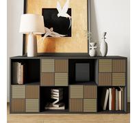 TDRTRD Bibliothèque avec 8 Cubes,Meuble de Rangement à Cubes,Bibliothèque Ouverte avec 8 Compartiments et 4 Portes,Étagère d'Escalier,Meuble de Rangement Cubique pour Salon,Bureau (Noir, 60x30x125cm)
