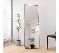 TDRTRD Miroir Intégral, Miroir Rectangulaire sur Pied à Poser au Sol, Cadre en Alliage d'Aluminium Antirouille, Design Arche pour Chambre, Salon et Entrée, Minimaliste (Noir, Rectangulaire, 165x60cm)