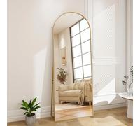 TDRTRD Specchio ad arco per Tutto il Corpo,173x63cm Miroir Mural Con angoli arrotondati avec Support et Grand Sol,avec Cadre en Aluminium à Suspendre,à Poser,à Appuyer,pour Chambre à Coucher,Doré