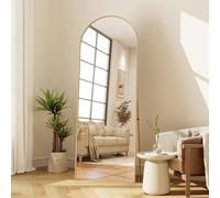 TDRTRD Specchio ad arco per Tutto il Corpo,177x77cm Miroir Mural Con angoli arrotondati avec Support et Grand Sol,avec Cadre en Aluminium à Suspendre,à Poser,à Appuyer,pour Chambre à Coucher,Doré