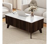 TDRTRD Table Basse avec Plateau Relevable,105x53x42cm Table de Salon Moderne en Bois avec Texture Unique, Compartiment de Rangement Séparé et Caché, pour Petit Espace, Appartement, Bureau,Noyer