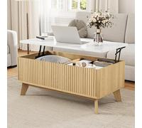TDRTRD Table Basse avec Plateau Relevable,105x53x42cm Table de Salon Moderne en Bois avec Texture Unique, Compartiment de Rangement Séparé et Caché, pour Petit Espace, Appartement, Bureau,aturelle