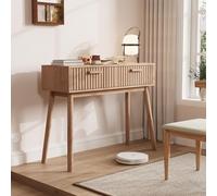 TDRTRD Table Console 100 x 35 x 80 cm, Table d'Appoint Buffet avec 2 Tiriors de Rangement, Table d'entrée, Console Scandinave Bois d'Ingénierie Marron, pour Salon, Bureau, entrée ou Mur TV