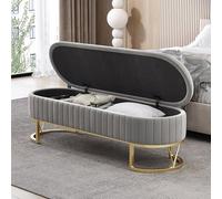 Tdsmyxgs Ce Banc De Rangement Dissimulé, Doté d'une Structure Métallique Rembourrée, Est Idéal comme Chaise pour Se Changer dans Une Entrée, Une Chambre Ou Un Salon(Gray,140cm)